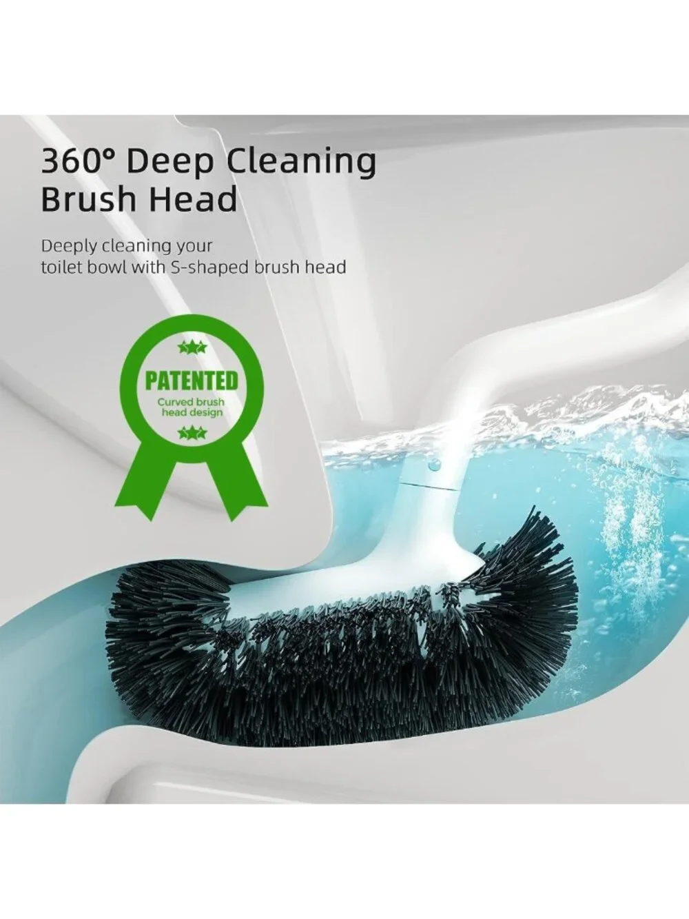 Toilet Bowl Brush Holder Set - 2 Pack Deep Cleaning Scrubber with Curved